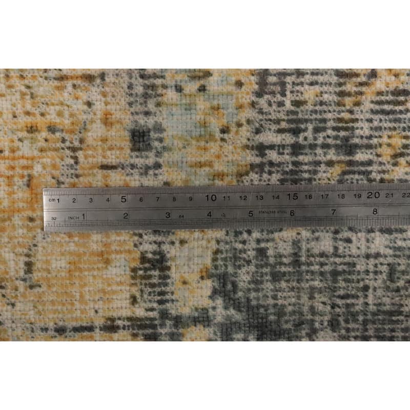 Hand Knotted Oriental Viscose Silk Carpet Modern Pictorial Oranges & Rust Abstract Area Rug - 7' 10'' X 5' 8''