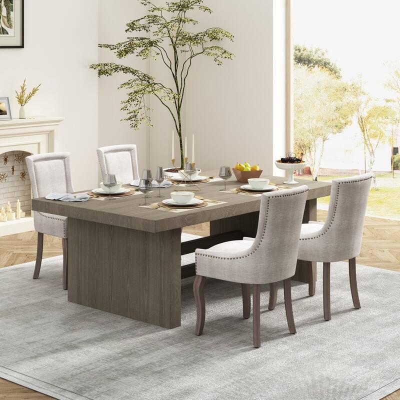 Thickened Side Dining Chair with Solid Wood Legs Set of 6