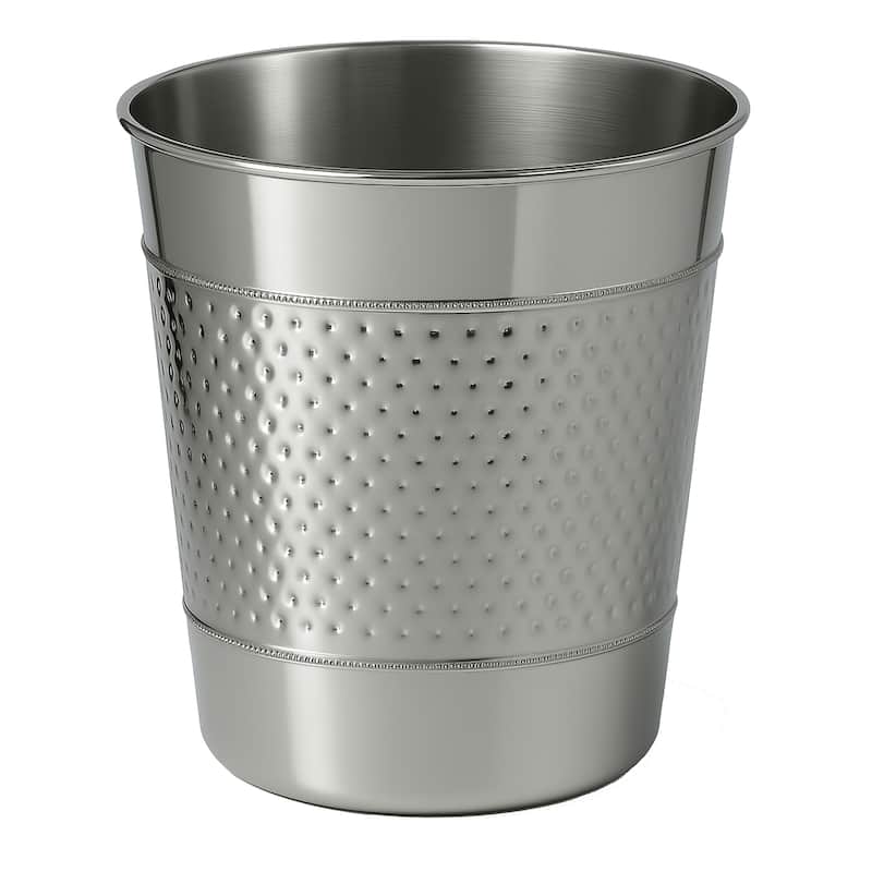 happimess Riley Hammered Steel Accent 2-Gallon Wastebasket - Polished Steel - Single