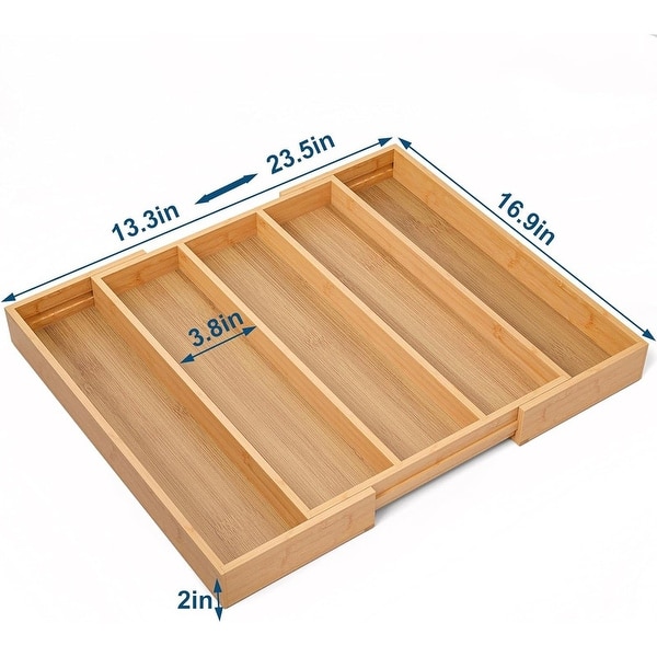 Expandable Kitchen Drawer Organizer,Bamboo Silverware Organizer,Adjustable  Flatware Tray for Utensils - Natural - Bed Bath & Beyond - 43012908