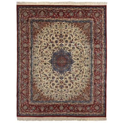 EXQUISITE RUGS ONE-OF-A-KIND Super Fine Isfahan Hand Knotted Red Rug - 8'5"x10'2"