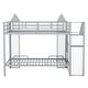 preview thumbnail 6 of 7, Twin over Twin Castle-Shaped Bunk Bed with Wardrobe & Multiple Storage, Sturdy Metal Bunk Bed w/Guardrails&Staircase, Grey+White