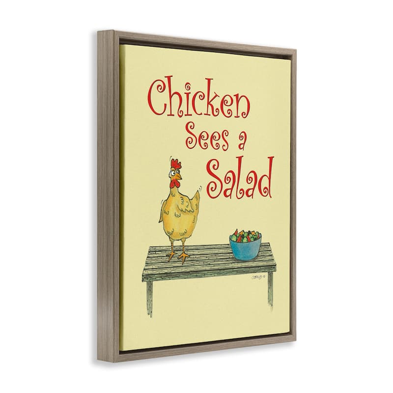 Stupell Chicken Salad Vintage Pun Framed Floater Canvas Wall Art Design By Roger Straub