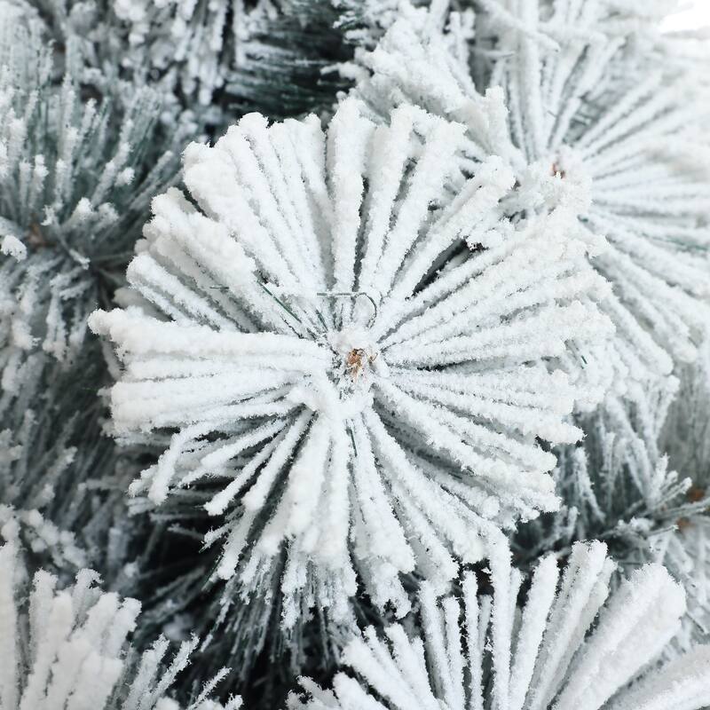 7.7Ft Full Artificial Snow-Flocked Christmas Tree - 92.5" H x 51.2" W x 51.2" D