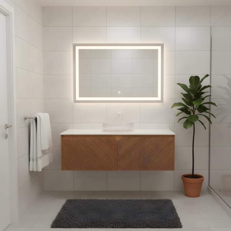 Wall-mounted Bathroom Vanity with Round Glass Basin