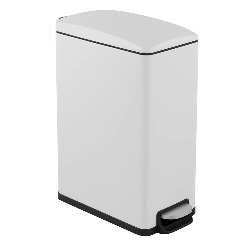 Innovaze 11.9 Gal./ 45 Liter Slim Stainless-Steel-Made Step-on kitchen Trash Can - White