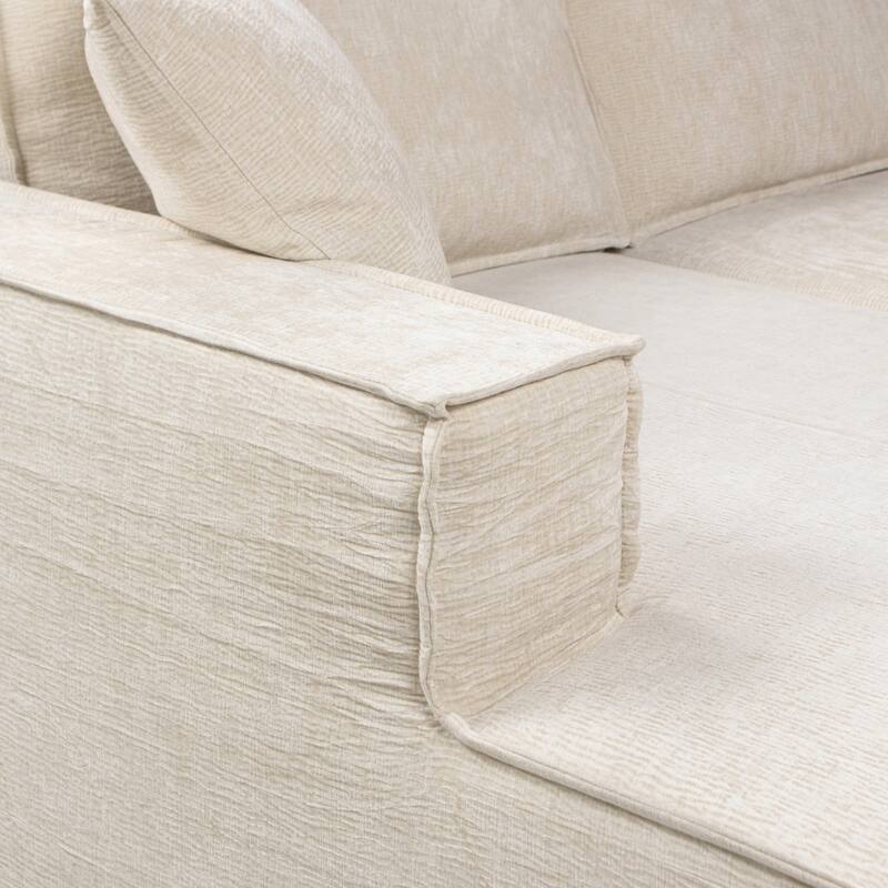Brenley 110.5" Sofa-in-a-Box Chenille Upholstered Frameless 2-Piece Sectional Sofa