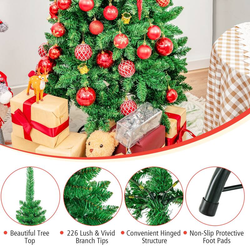 Gymax 4.5ft Pre-Lit Pencil Christmas Tree Traditional Indoor - See Details