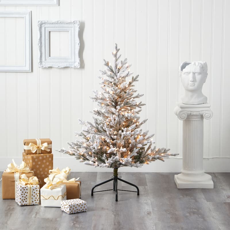4Ft Fraser Fir Christmas Tree with Warm White Lights - Holiday Decor & Festive Tree - 48