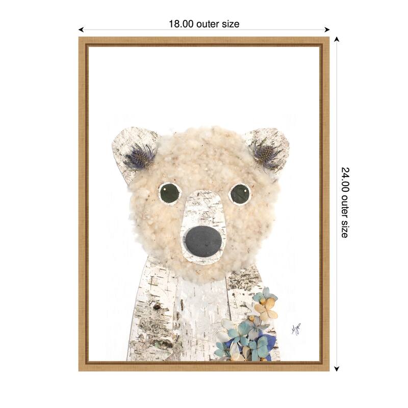 Kate and Laurel Polar Bear by Madeline Jeppesen Framed Canvas Wall Art Print