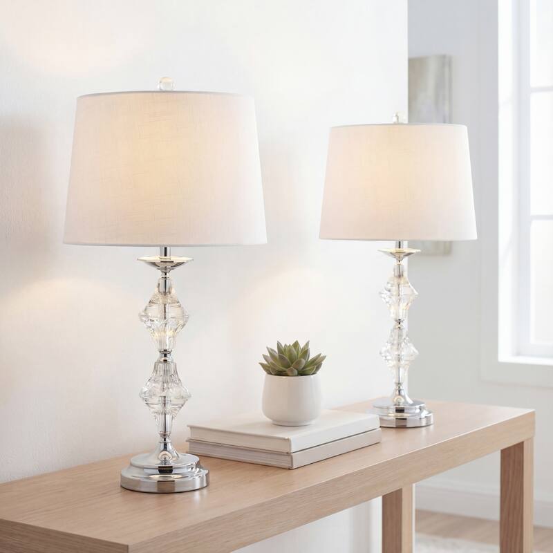 Chloe 27.5" Crystal LED Table Lamp, Clear/Chrome (Set of 2) by JONATHAN Y - Clear/Chrome