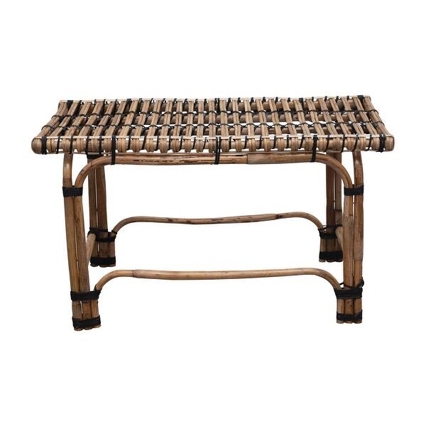 slide 2 of 9, Hand-Woven Rattan Side Table or Bench