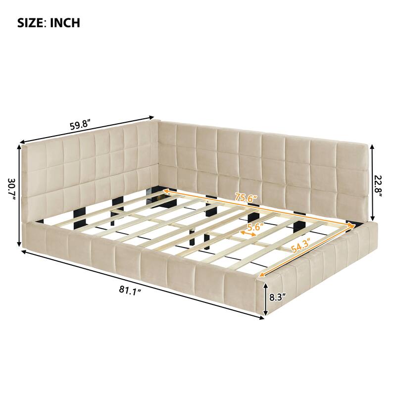 Mid-Century Modern Full Velvet Daybed Frame - Versatile Sofa and Bed Combo with Slats