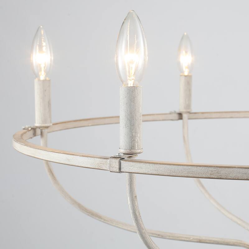 6-Light Circle Candlestick Hanging Linear Chandelier Lighting Island Chandelier Fixture for Kitchen Island