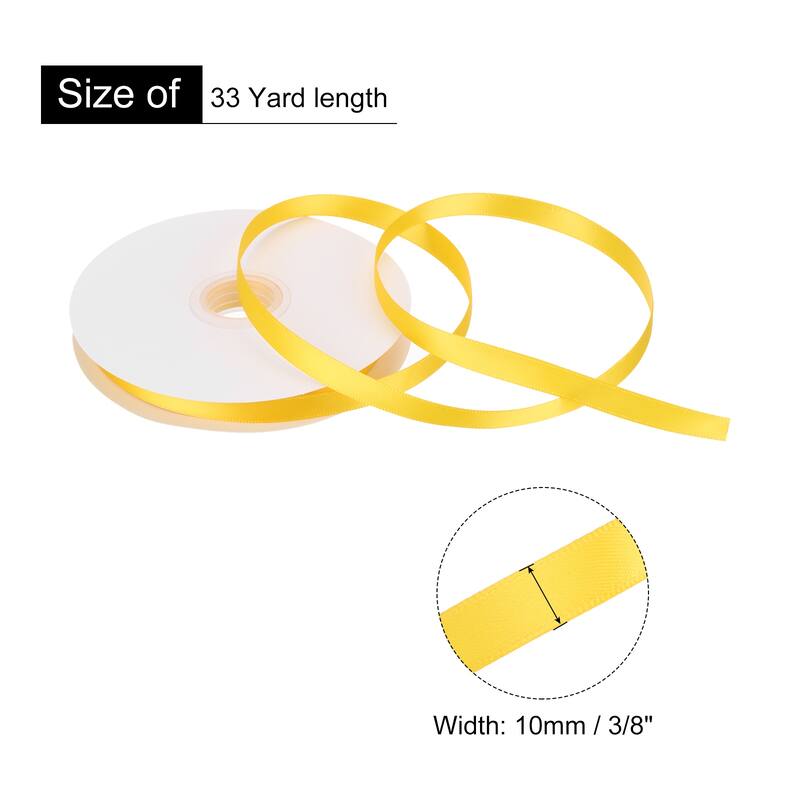 Satin Ribbon Grosgrain Valentine Solid Double Face Wedding Ribbon - Dark Yellow - 3/8" x 33 Yard
