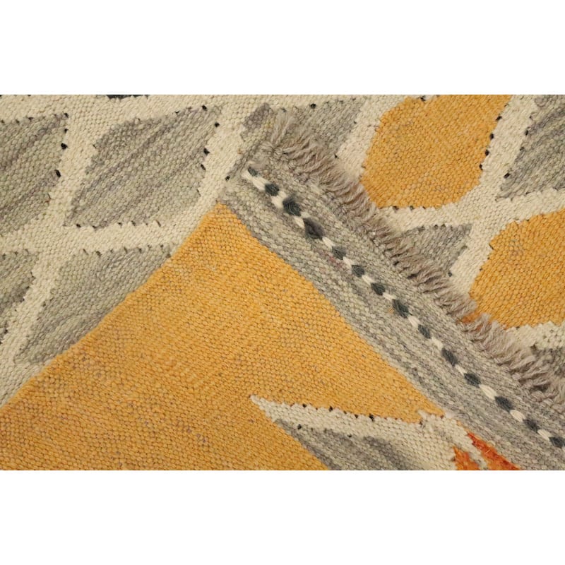 Hand Woven Oriental 100% Wool Carpet Southwestern Modern Greys & Charcoal Kilim Runner Rug - 9' 9'' X 2' 8''