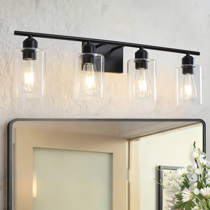 4-Light Modern Dimmable Vanity Light with Clear Glass Shade