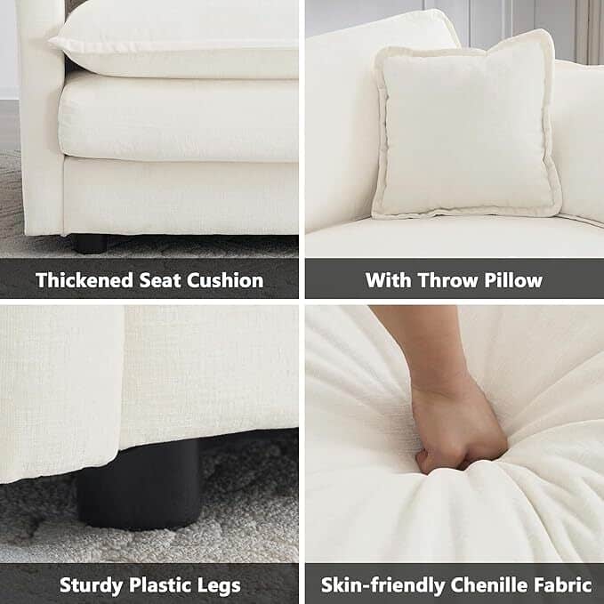 Cloud Chenille Upholstered Modular Sectional Sofa with DIY Combination Design