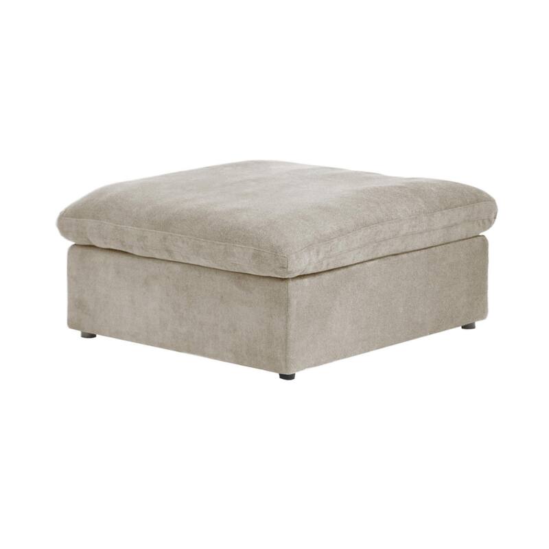 Modern Down Filled Modular 4 Piece Sectional Sofa L-shape Linen Upholstered Couch with Storage Ottoman