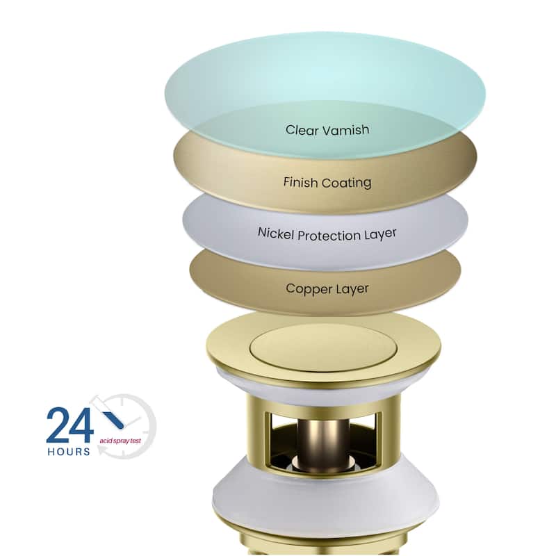 Bathroom Sink Pop Up Drain Stopper with 12" tailpiece, with Overflow