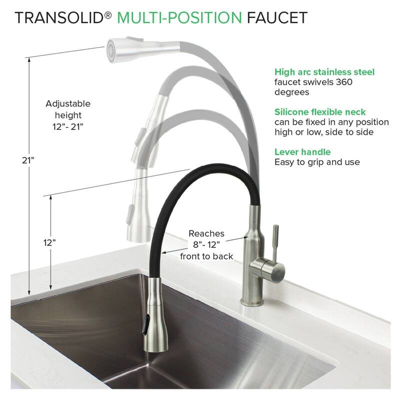 Transolid Kitchen/Laundry Faucet with Dual Spray and Flex Neck - N/A