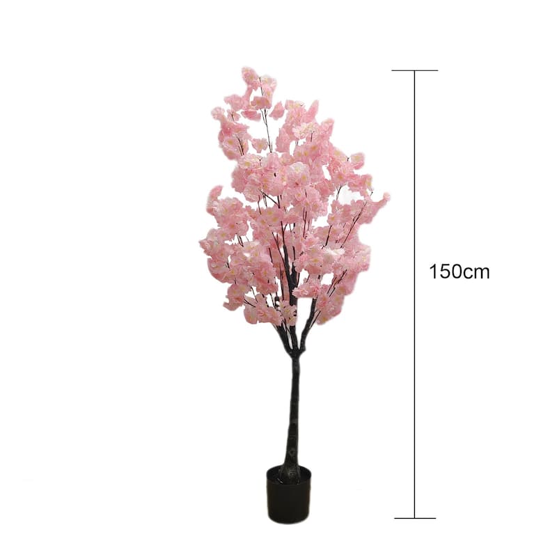 Artificial Pink Fake Flower Tree, Cherry Blossom Tree for Home Office Decor