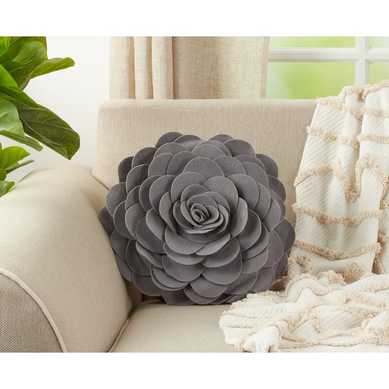 Elegant Textured Colorful Decorative Flower Throw Pillow - 16"x16 - Slate