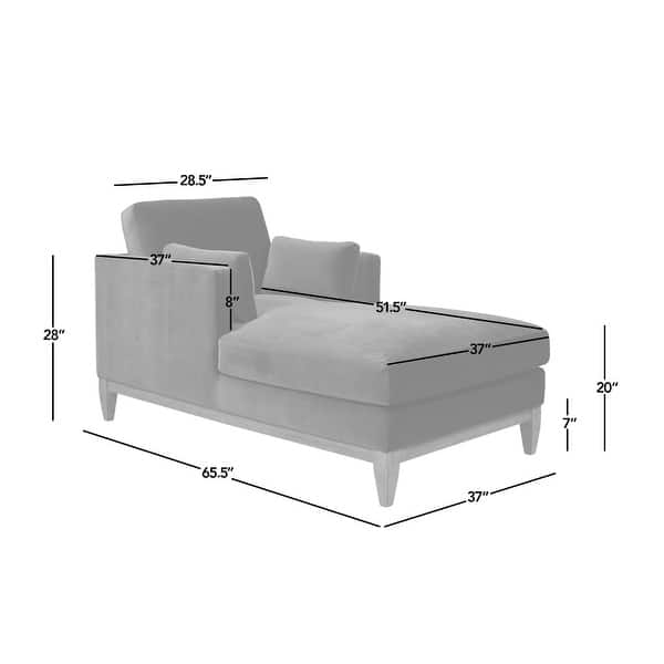 dimension image slide 2 of 5, Knox 65" Modern Farmhouse Performance Velvet Chaise Lounge Chair