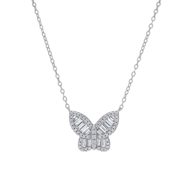 Victoria Townsend .925 Sterling Silver White Sapphire Butterfly Pendant