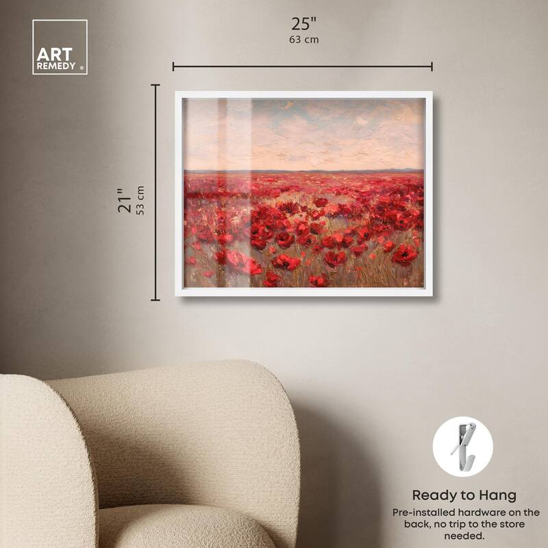 Sea of Red Poppies I Shadowbox by Art Remedy