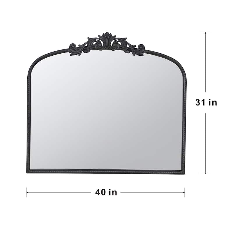 40" x 31" Classic Design Large Arch Mirror and Baroque Inspired Frame for Living Room Bathrrom Enterway Console - Black