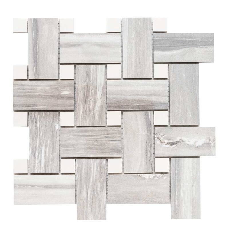 Stately Basketweave 13x13 Porcelain Mosaic Tile - Floor, Wall, Backsplash