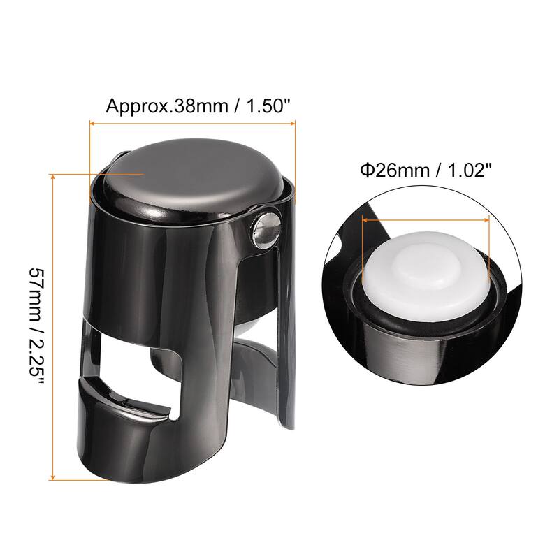 26mm/1.02" Stainless Steel Champagne Stopper for Sparkling - Black