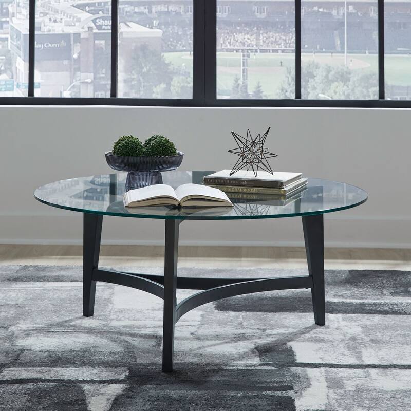 Liberty Furniture Capri Round Glass Cocktail Table, End Tables - Various Options - Round Cocktail Table