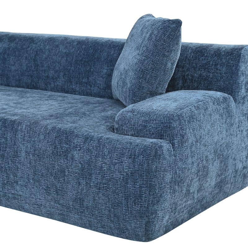 Modern Large L-Shape Modular Sectional Sofa, Blue Polyester, 2 Piece Free Combination