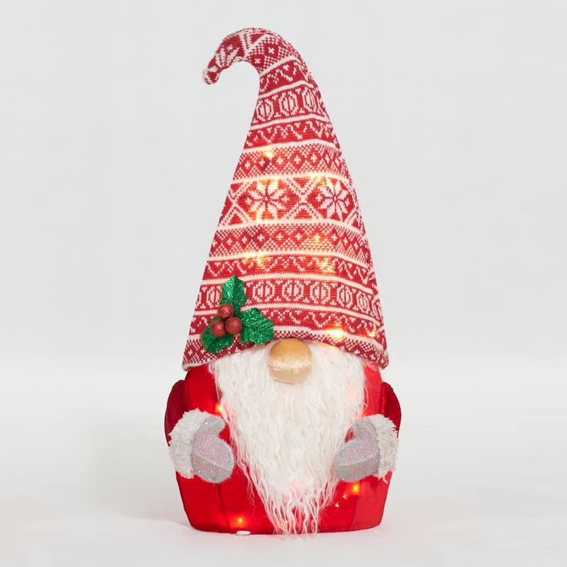 22" UL Plush Gnome with Red Hat Sculpture