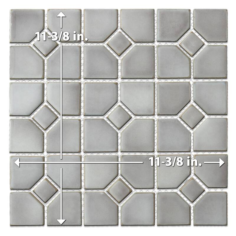 Merola Tile Hudson Oxford Grey Eye 11-3/8" x 11-3/8" Porcelain Mosaic Floor and Wall Tile