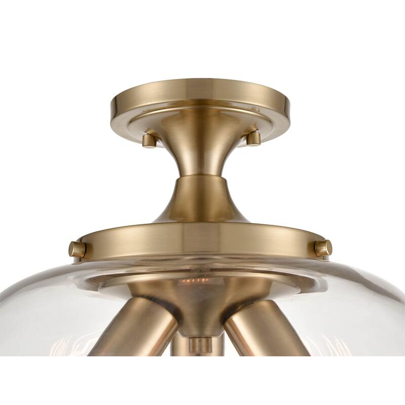 Millennium Lighting Ashford 3 Light Semi-Flush Ceiling Fixture in Multiple Finishes with a Clear Glass Shade