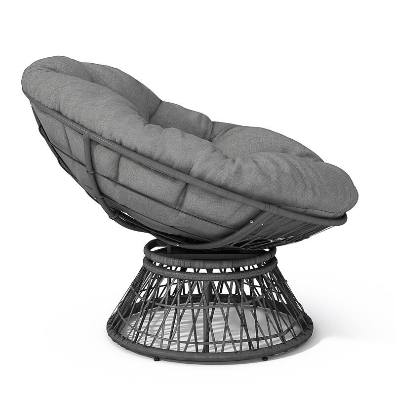 Ergonomic Wicker Chair with Thick Cushion and 360-Degree Swivel for Ultimate Comfort and Style