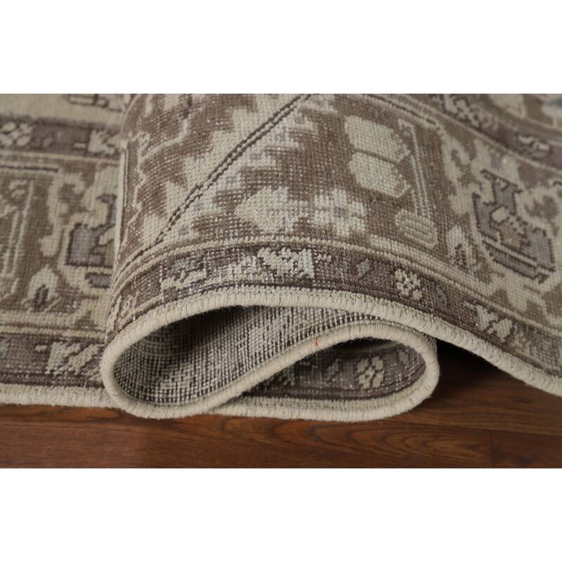 Distressed Tabriz Vintage Persian Rug Hand-Knotted Blue Wool Carpet - 6'7" x 9'6"