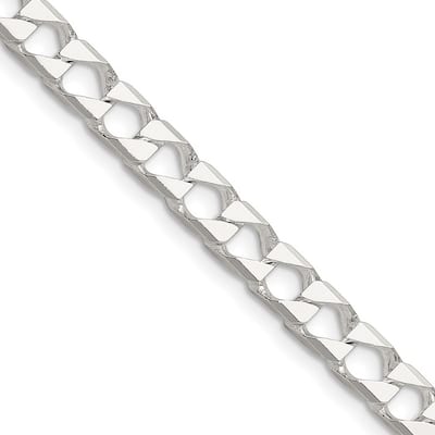 Curata 925 Sterling Silver Polished 5.75mm Flat Curb Link Chain Necklace for Men