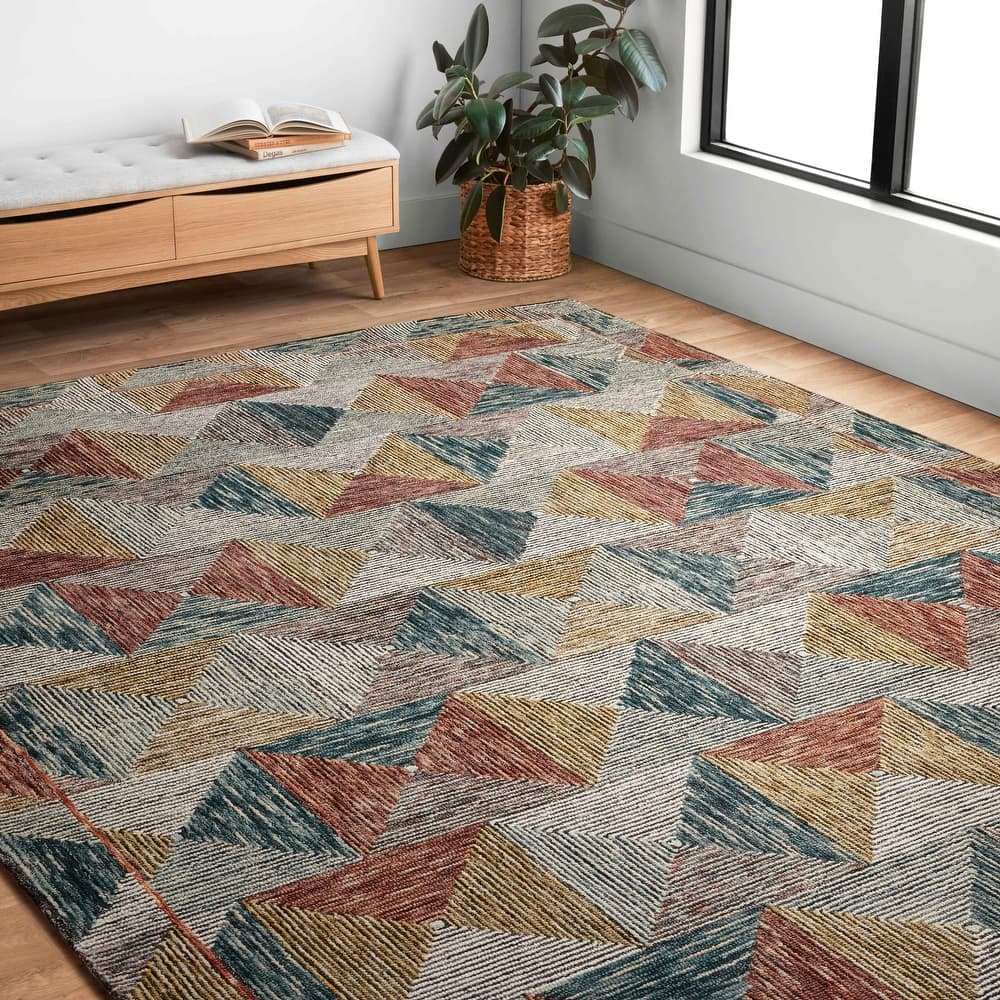 Alexander Home Kaleidoscope Geometric Hand-Hooked Wool Rug