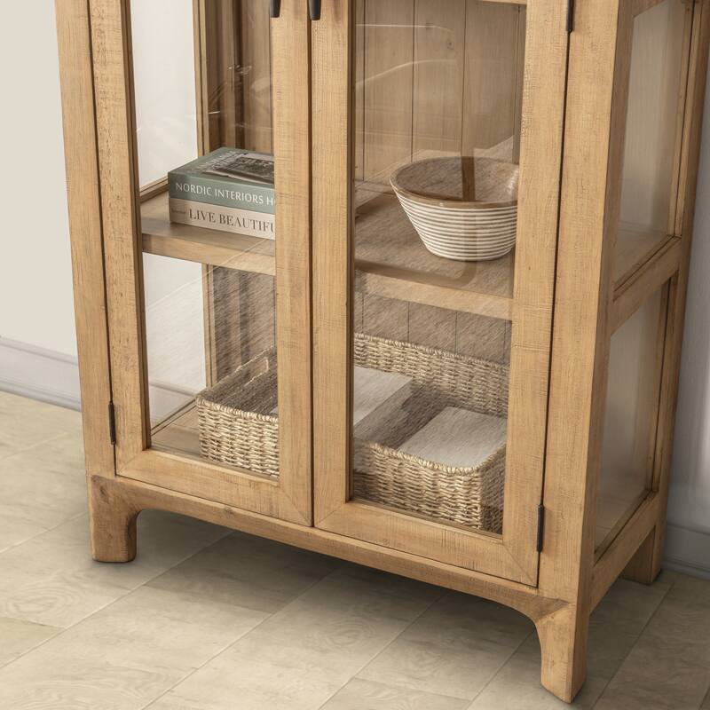 Classic Home Crest 79" Reclaimed Pine Wood Curio Cabinet in Natural