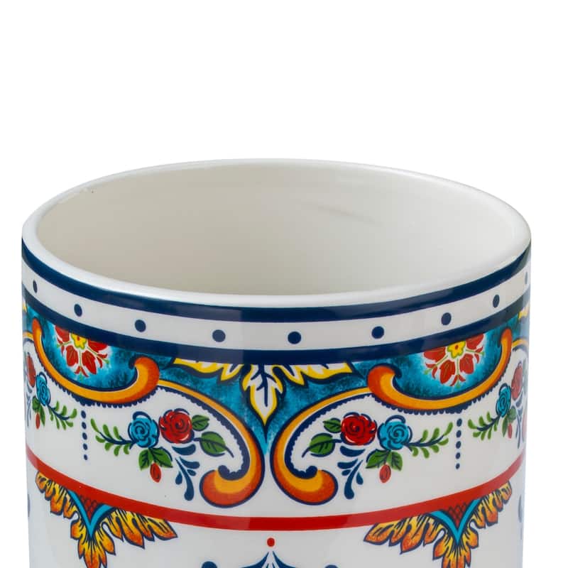 Euro Ceramica Zanzibar Ceramic Utensil Crock - 5.71 in. x 5.71 in. x 7.48 in.