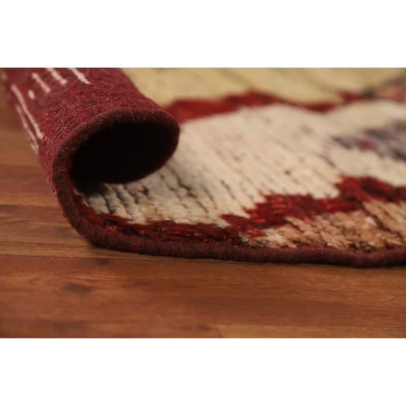 Hand Knotted Oriental 100% Wool Carpet Modern Tribal Multi-Colored Moroccan Area Rug - 6' 7'' X 6' 7''