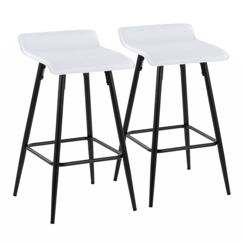 26" Contemporary Fixed Height Counter Stool - Set of 2 - White