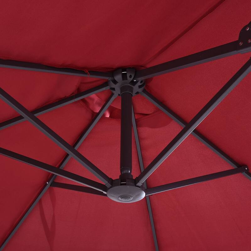 Patio Umbrella 2-Sided Outdoor Parasol with Crank Handle and Vent, for Backyard Patio Pool, Burgundy