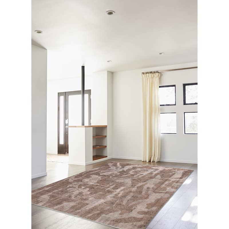 ECARPETGALLERY Hand-knotted Color Transition Taupe Wool Rug - 9'6 x 12'4