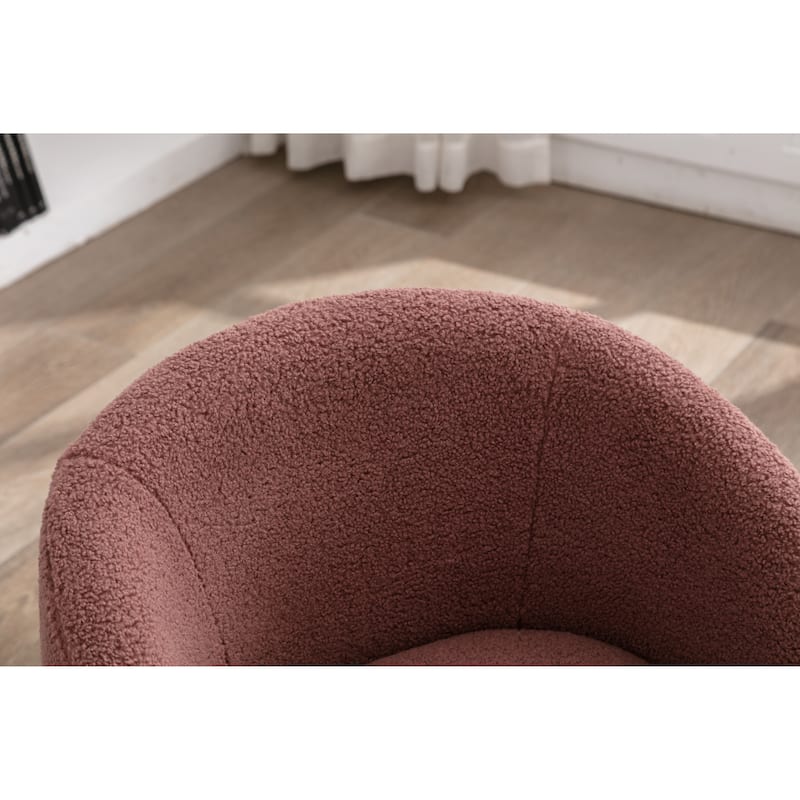Swivel Accent Armchair Teddy Fabric Barrel Chair