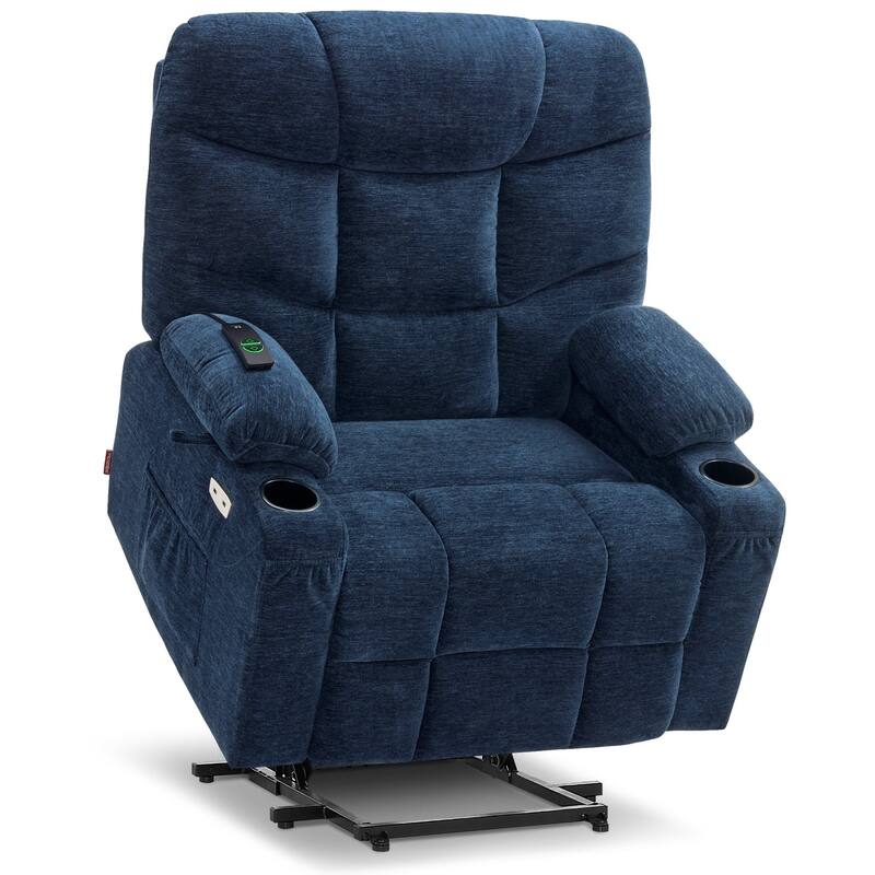 MCombo Wide Power Lift Recliner Chair with Extended Footrest for Big Elderly People, Fabric R7289